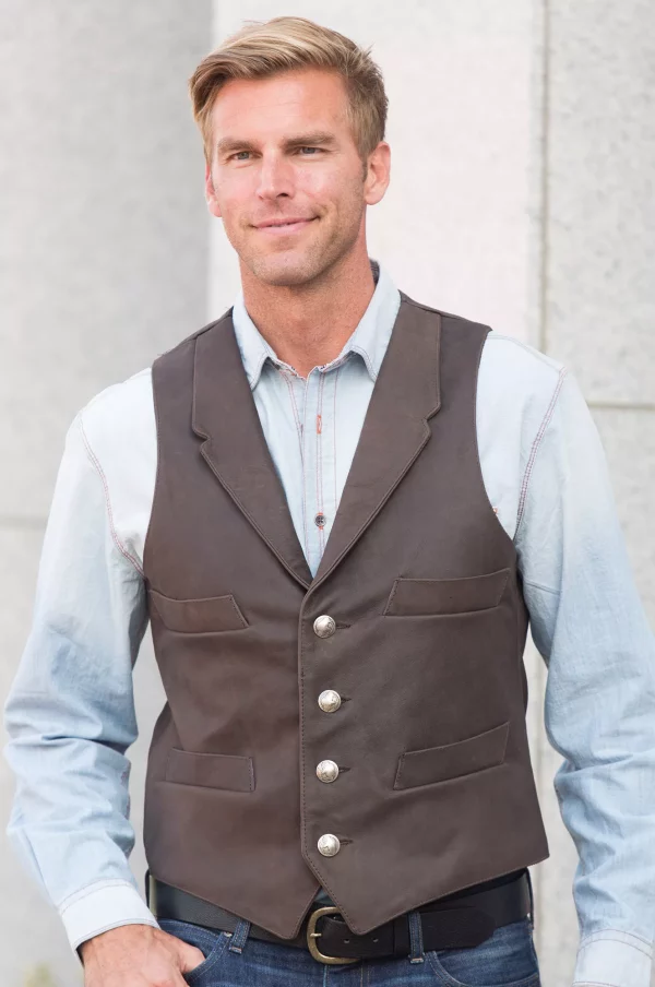 Travis 4-Pocket Cowhide Leather Vest in USA