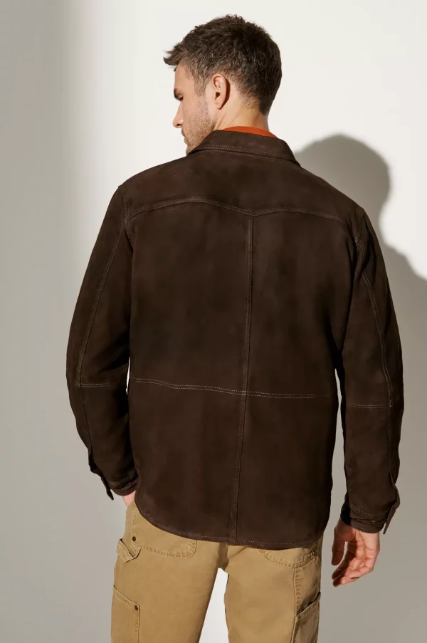 Sawyer Goatskin Suede Leather Shirt Jacket (Brown)