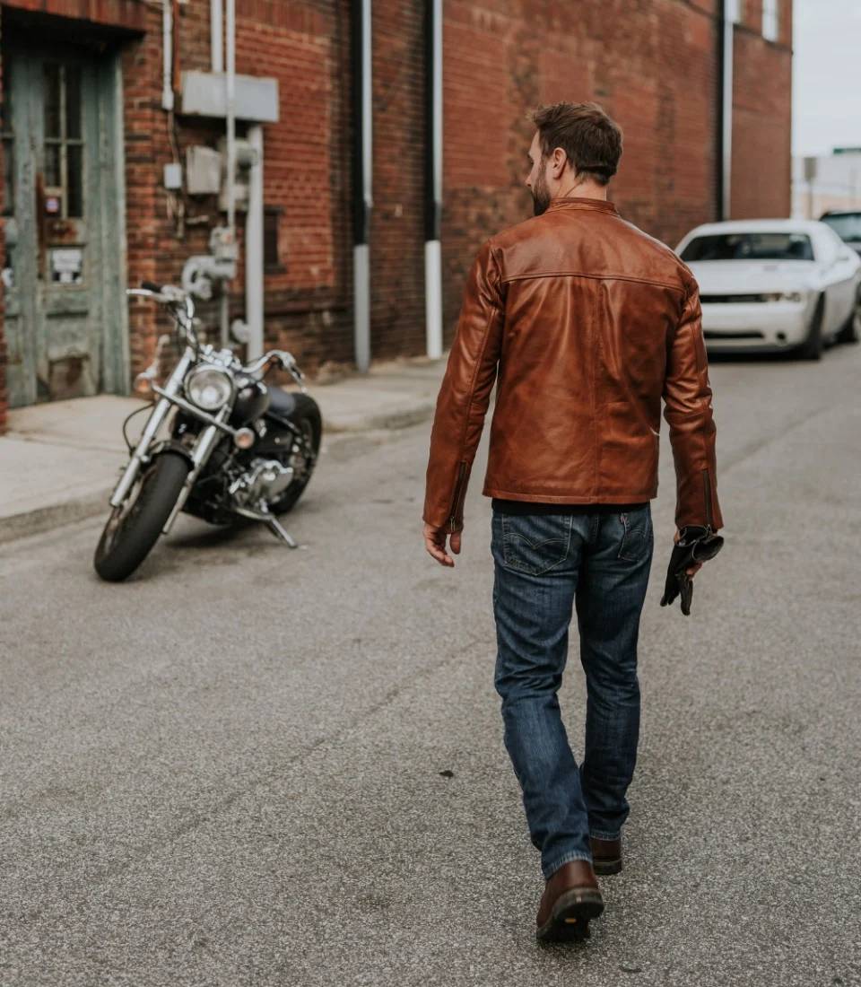 Whiskey Brown Leather Motorcycle Jacket (2)