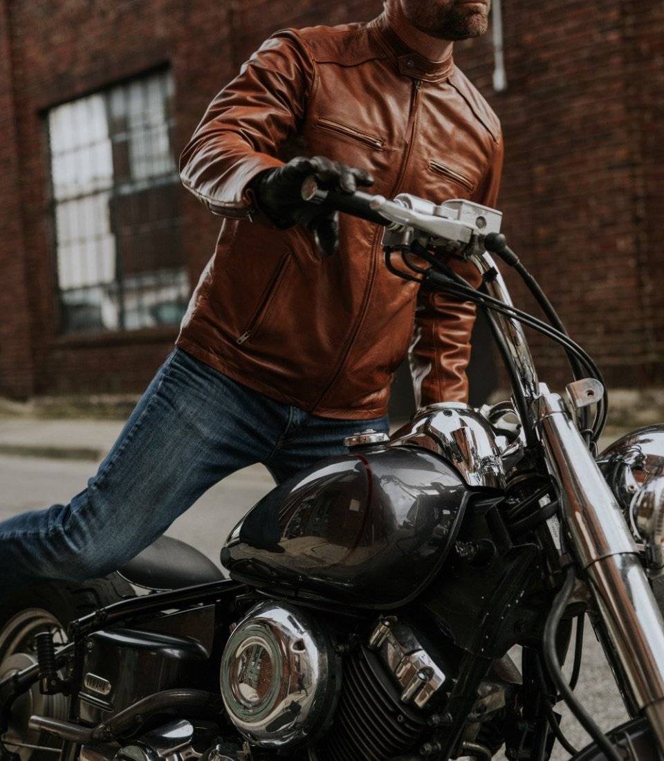 Whiskey Brown Leather Motorcycle Jacket