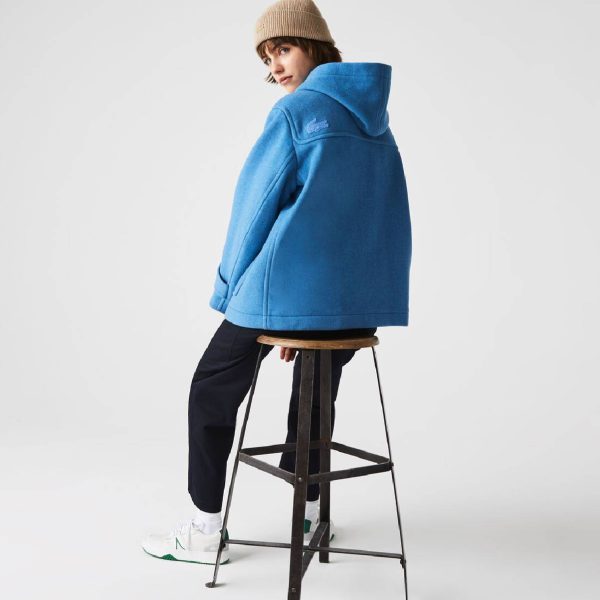 Women’s Blue Short Wool Blend Duffel Coat
