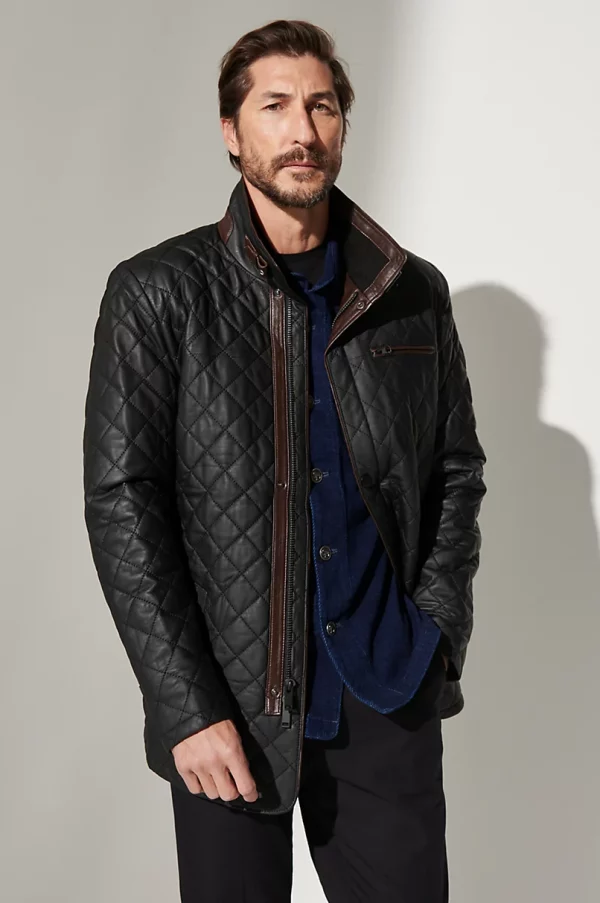 Christian Quilted Italian Lambskin Leather Coat USA