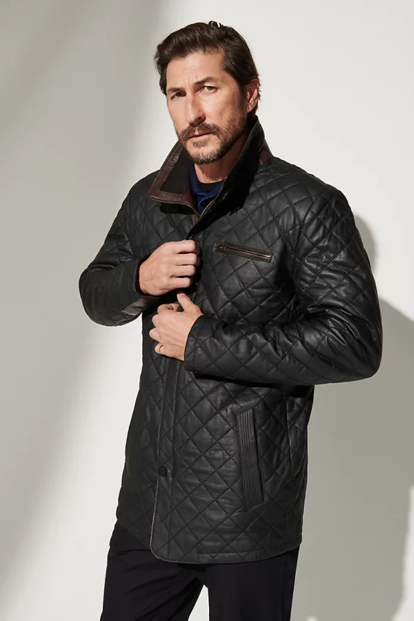 Christian Quilted Italian Leather Coat
