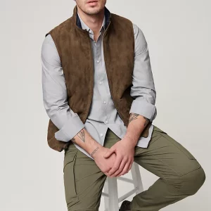 Cole Reversible Quilted Goatskin Suede Leather Vest