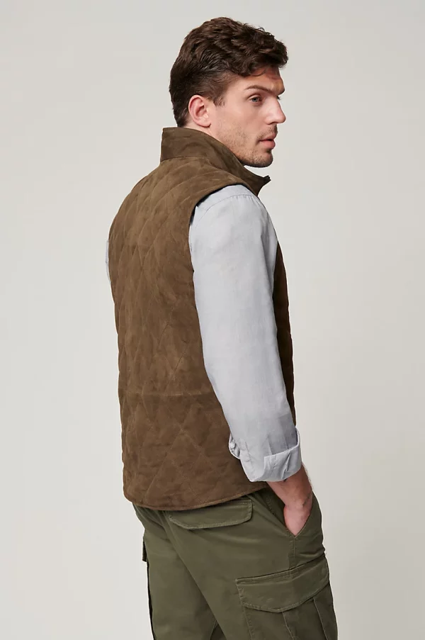 Cole Reversible Quilted Goatskin Suede Leather Vest United States
