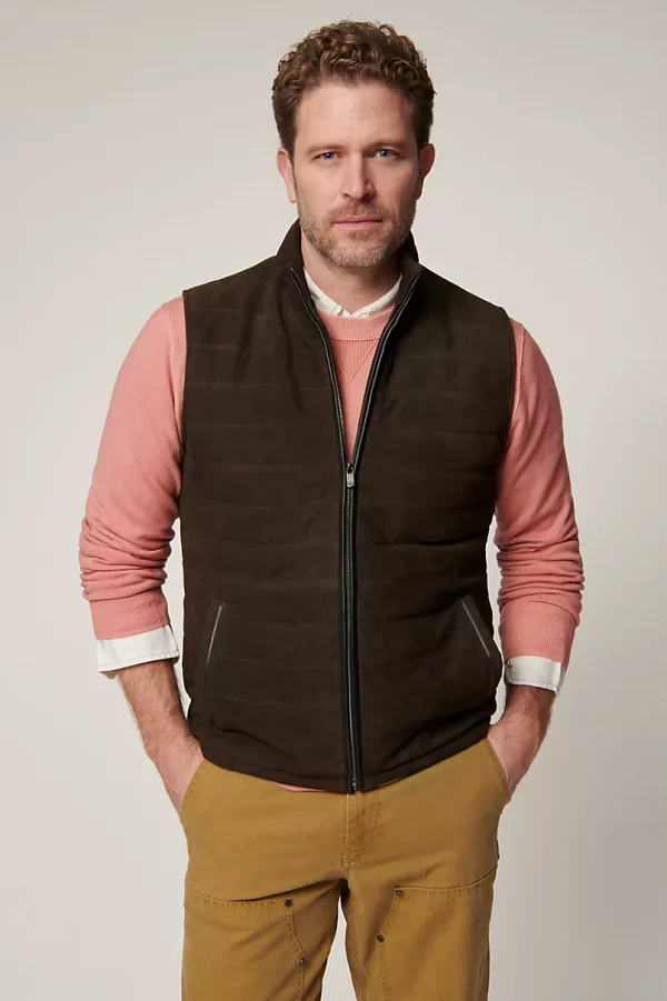 Gavin Quilted Lambskin Suede Leather Vest