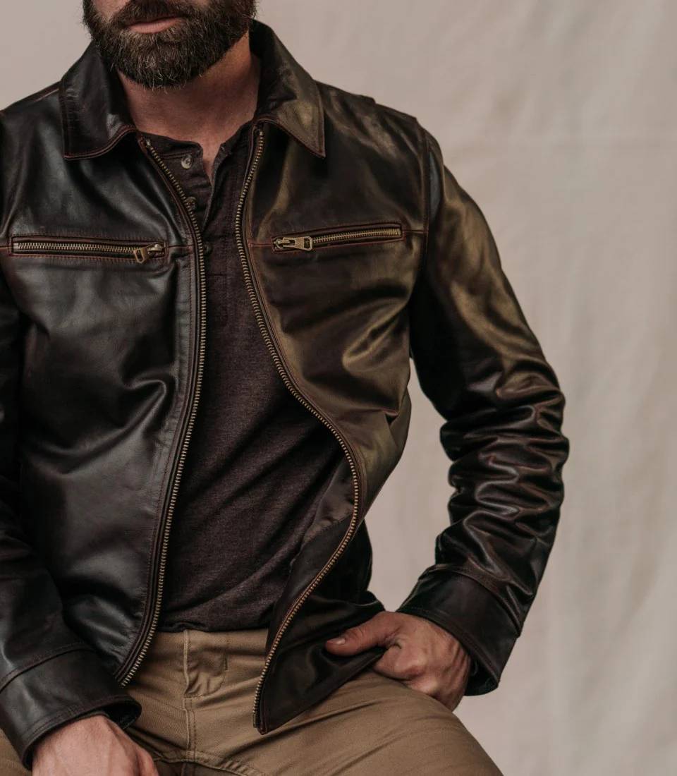 Men's Leather Flight Jacket Brown