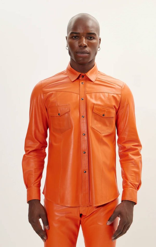 Orange Leather Shirt