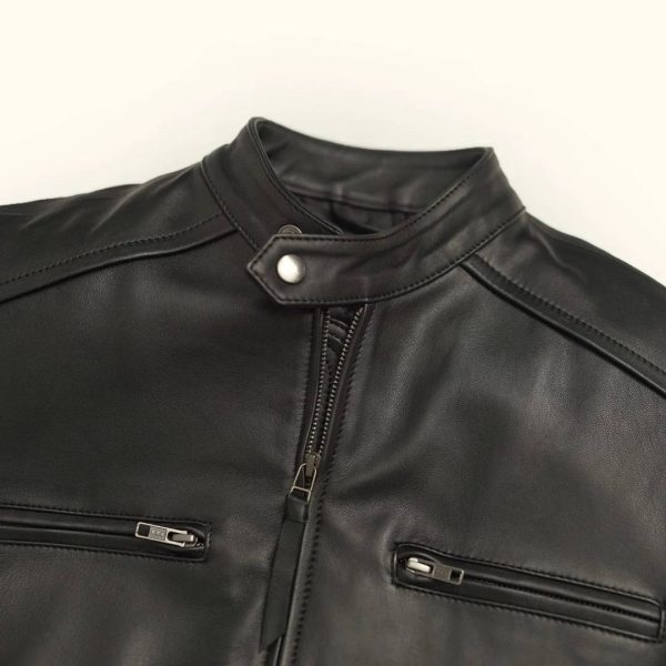 THOMPSON Leather Motorcycle Jacket Black