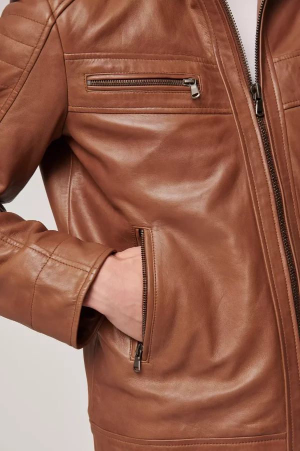 Udo Waxed Lambskin Leather Moto Jacket