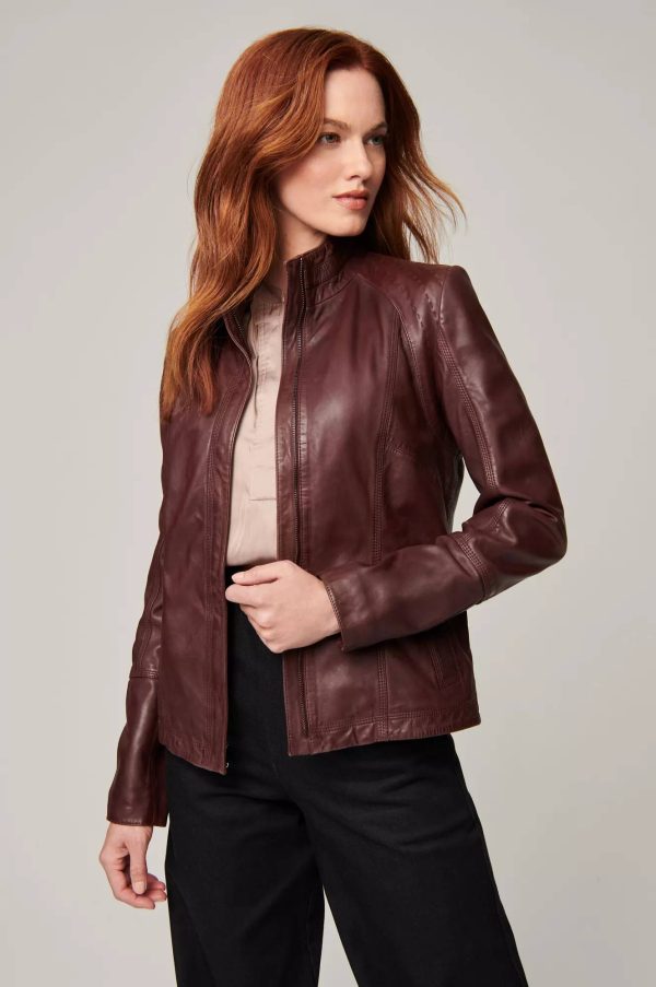 Azura Washed Lambskin Leather Jacket