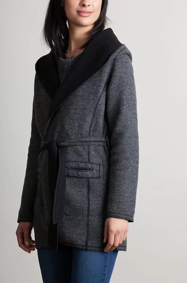 Betty Reversible Hooded Wool Blend Wrap Coat