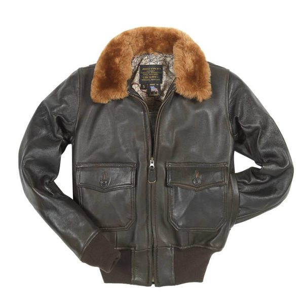 Brown G 1 Leather Jacket with Fur Collar for Women 2
