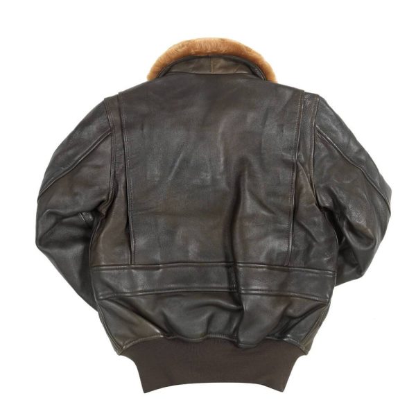 Brown G 1 Leather Jacket with Fur Collar for Women 4
