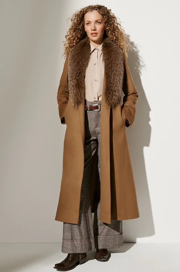 Carrie Loro Piana Wool Coat with Fur Trim USA