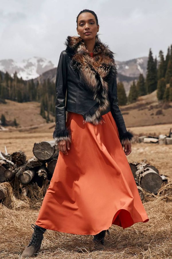 Celestine Lambskin Leather Jacket with Fur Trim 12
