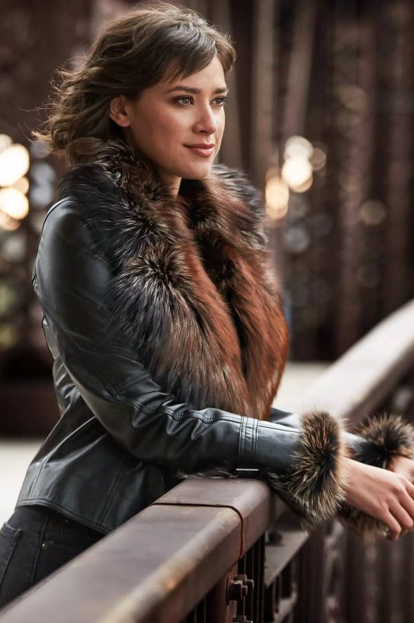 Celestine Lambskin Leather Jacket with Fur Trim 14