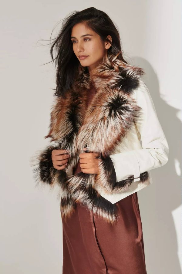 Celestine Lambskin Leather Jacket with Fur Trim 3
