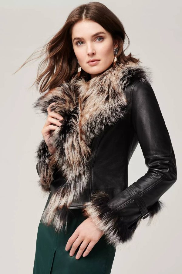 Celestine Lambskin Leather Jacket with Fur Trim 8