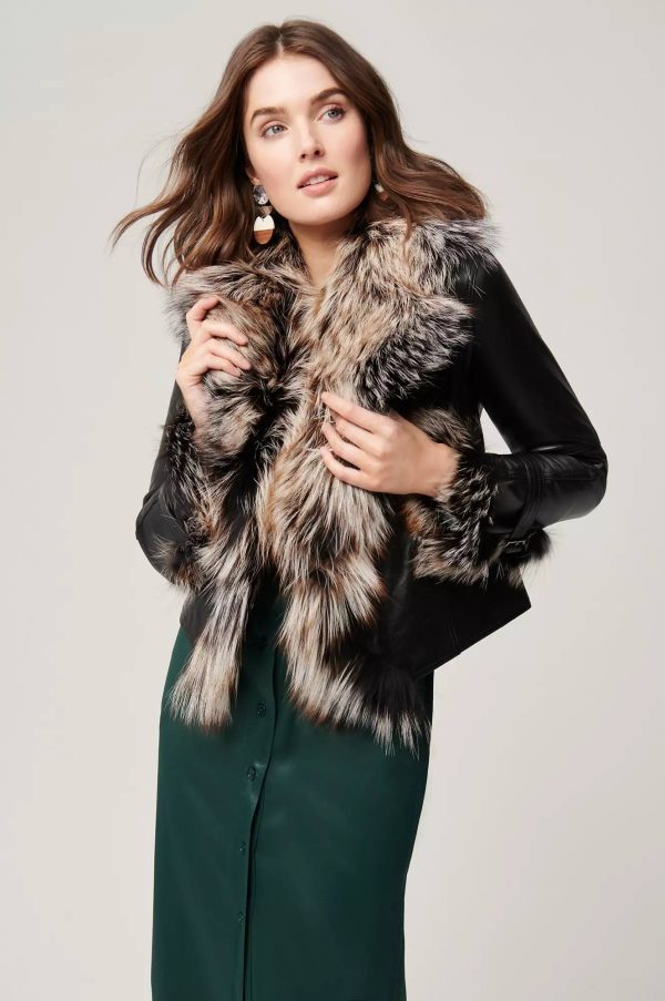 Celestine Lambskin Leather Jacket with Fur Trim 9