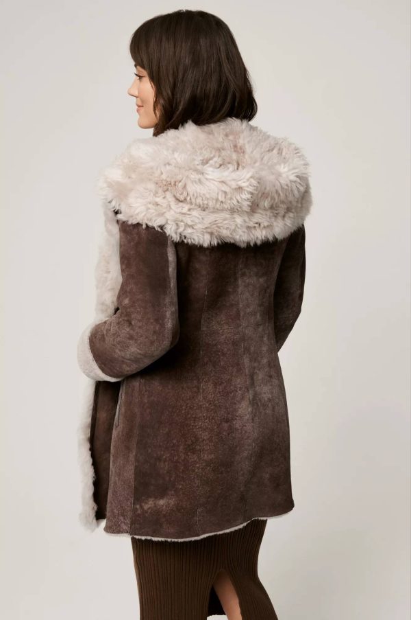 Galina Hooded Sheepskin Coat with Tigrado Trim 5