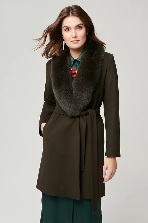 Gillian Loro Piana Wool Coat with Fur Trim US