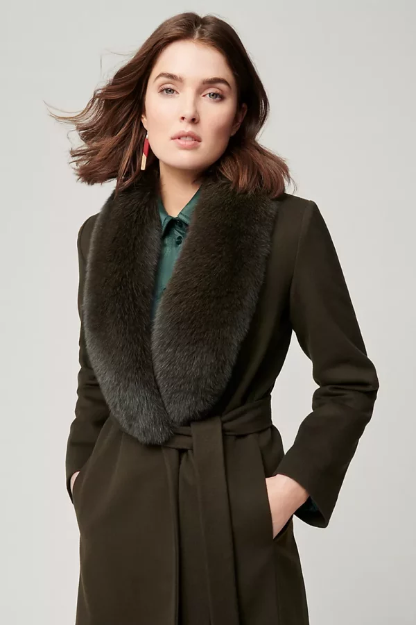 Gillian Loro Piana Wool Coat with Fur Trim USA