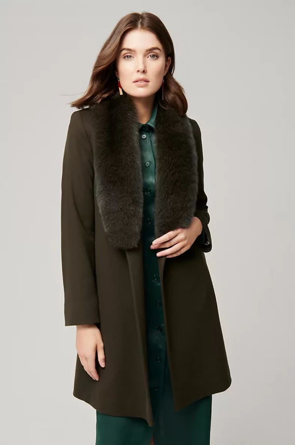 Gillian Loro Piana Wool Coat with Fur Trim