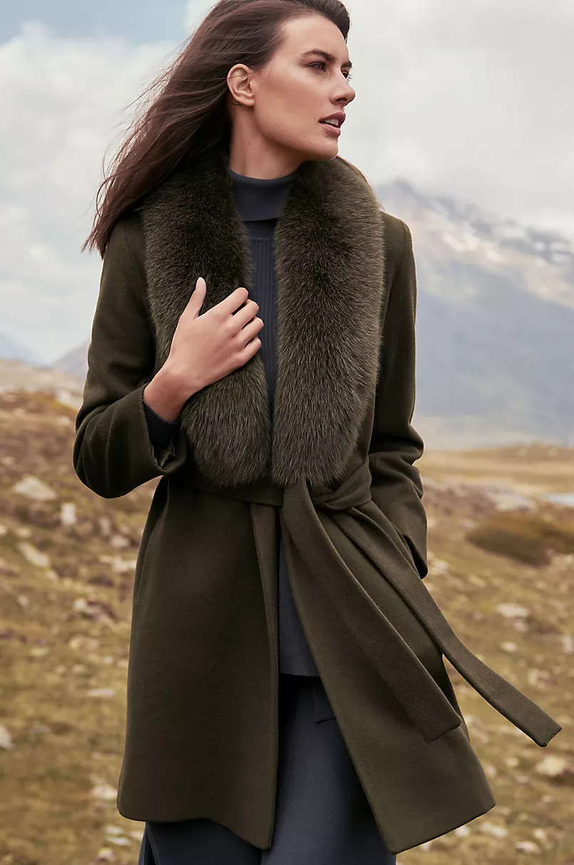 Gillian Loro Piana Wool Coat with Fur Trim - Leatherings