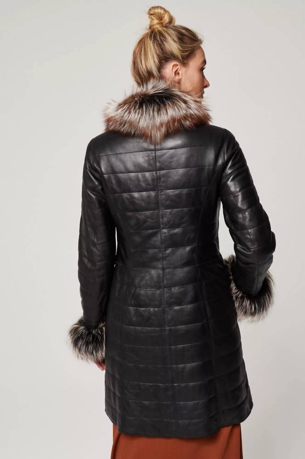 Grace Reversible Astrakhan Lamb and Leather Coat with Fur Trim 10