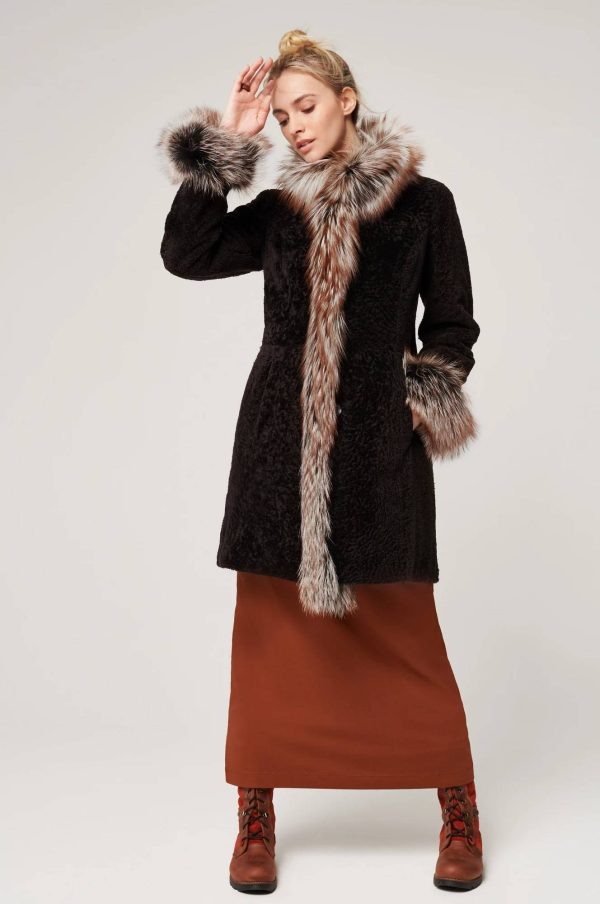 Grace Reversible Astrakhan Lamb and Leather Coat with Fur Trim 5