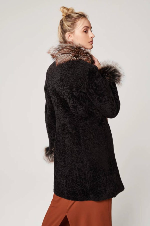 Grace Reversible Astrakhan Lamb and Leather Coat with Fur Trim 6