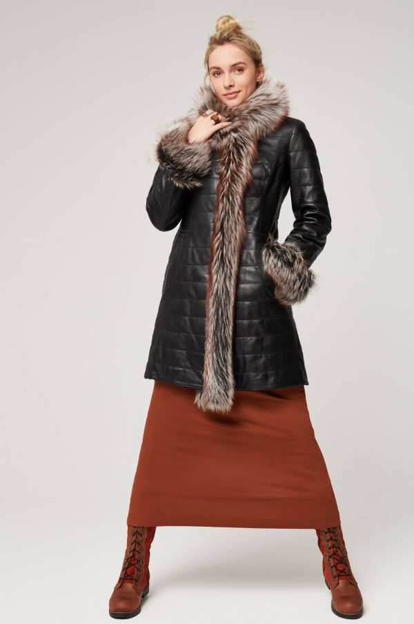 Grace Reversible Astrakhan Lamb and Leather Coat with Fur Trim 8