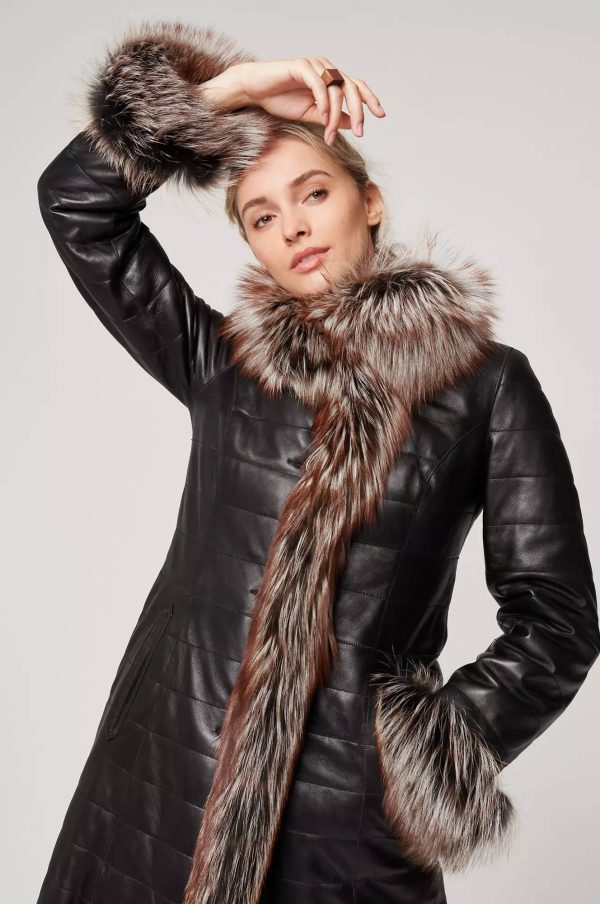 Grace Reversible Astrakhan Lamb and Leather Coat with Fur Trim 9