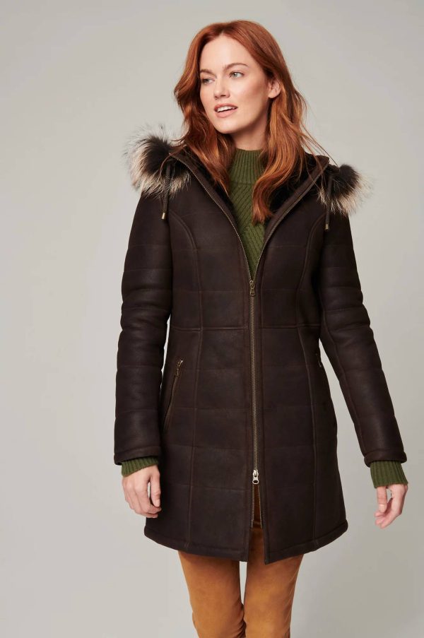 Maria Shearling Sheepskin Coat with Fur Trim and Detachable Hood 3