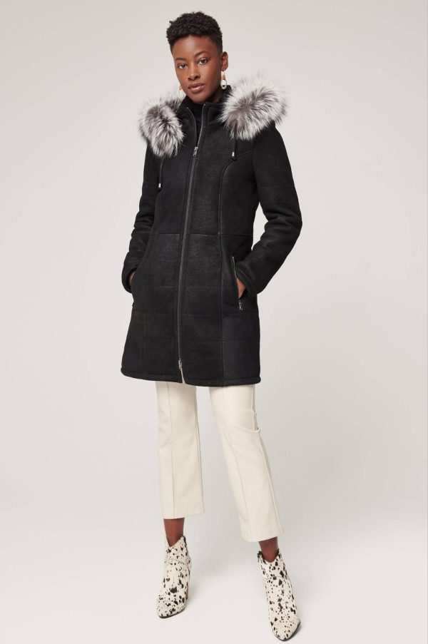 Maria Shearling Sheepskin Coat with Fur Trim and Detachable Hood 7