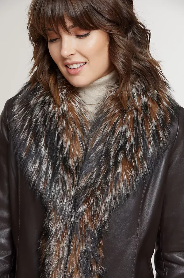 Marilyn Lambskin Leather Jacket with Fox Fur Trim US