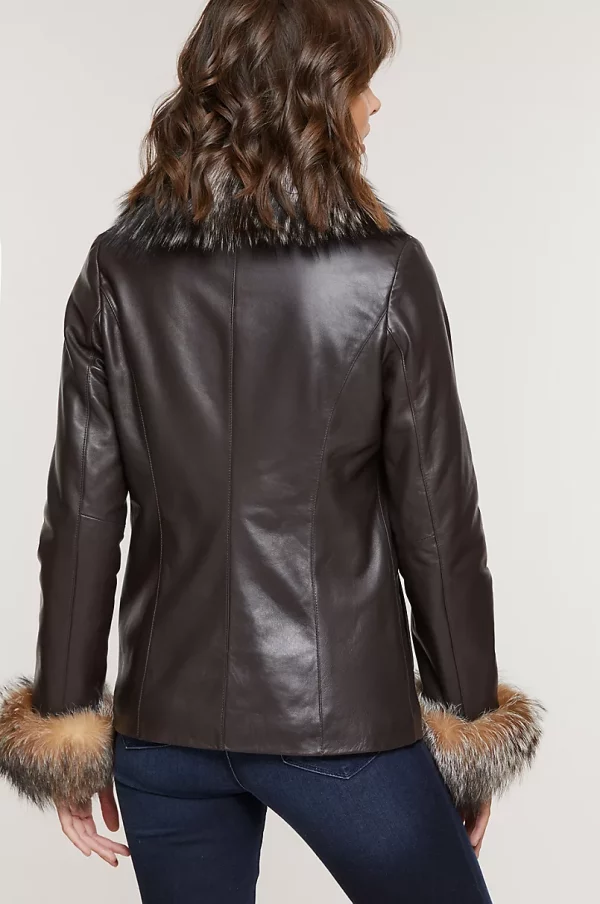 Marilyn Lambskin Leather Jacket with Fox Fur Trim United States