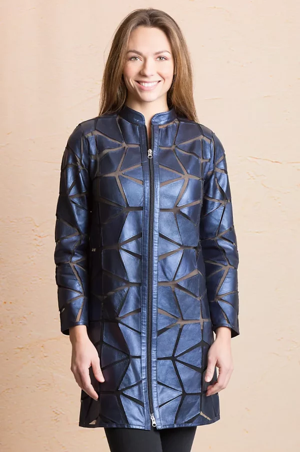Mikayla Geometric Lambskin Leather Jacket US