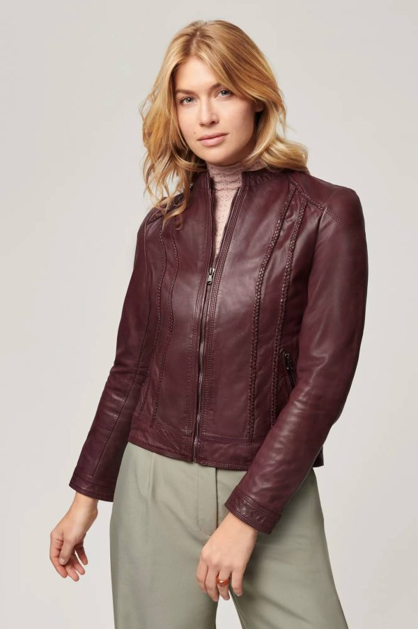 Sue Washed Lambskin Leather Moto Jacket