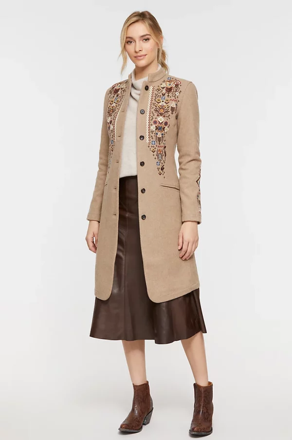 Willow Western Embroidered Wool Blend Coat