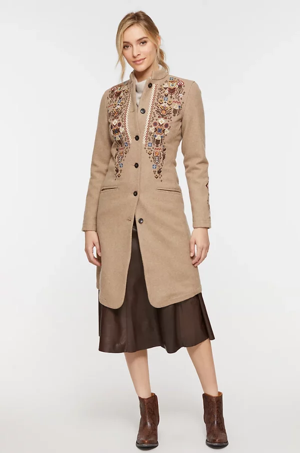 Willow Western Embroidered Wool Blend Coat USA