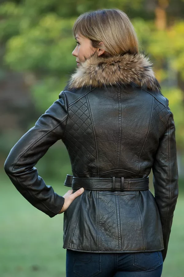 Womens Andrew Marc Sage Lambskin Leather Jacket USA