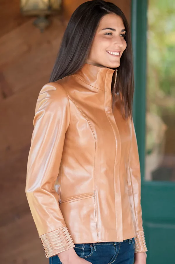 Womens Catalina Lambskin Leather Jacket USA
