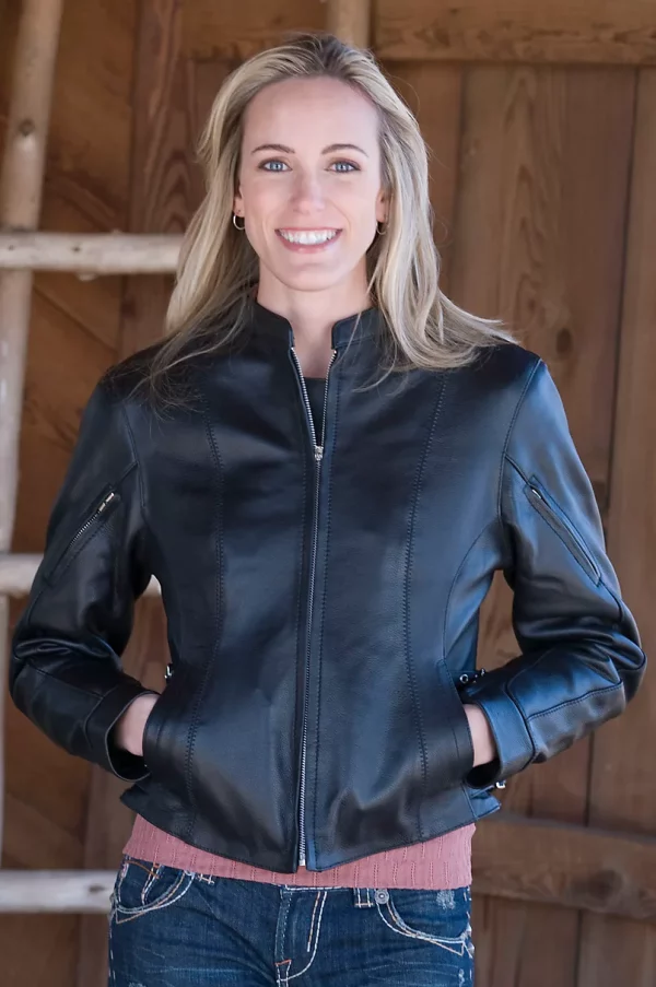 Womens Lexie Side Buckle Leather Jacket