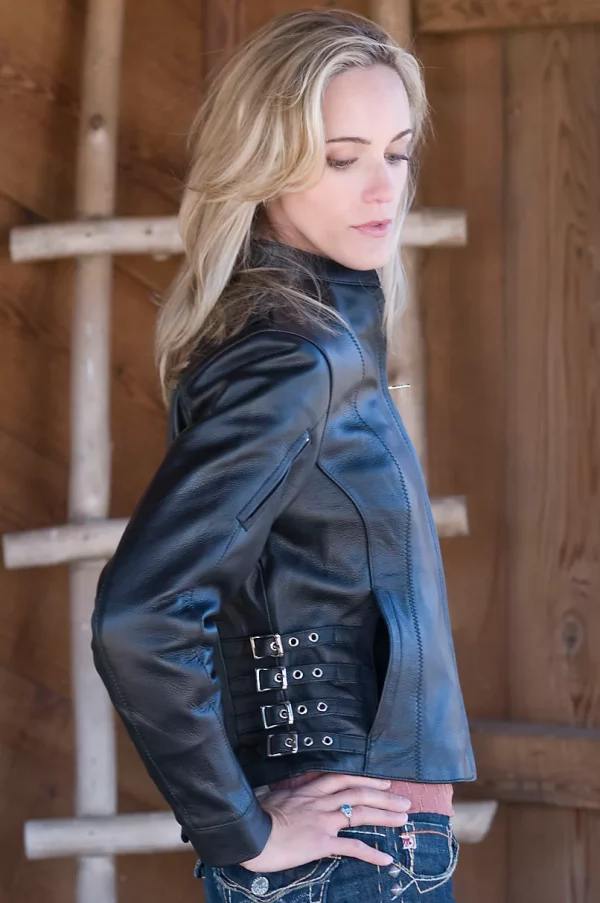 Womens Lexie Side Buckle Leather Jacket US