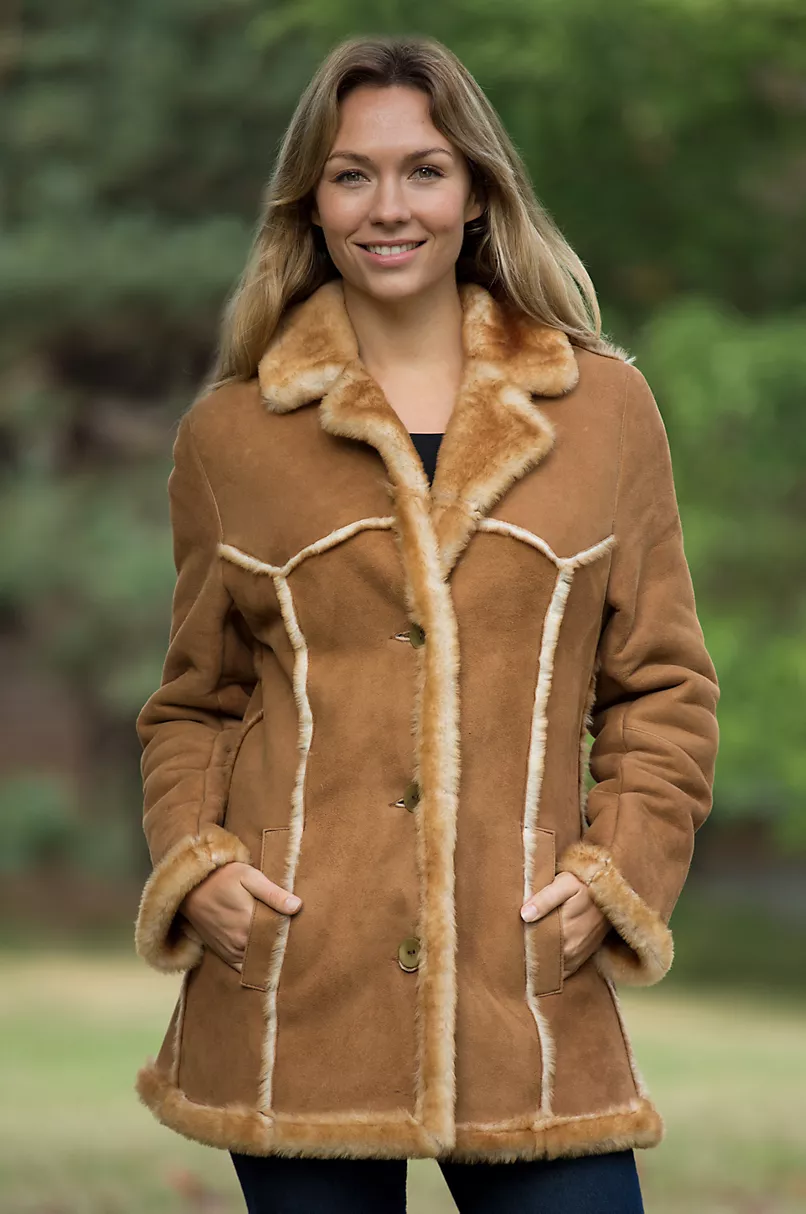 Women's Sonya Shearling Sheepskin Rancher Jacket - Leatherings
