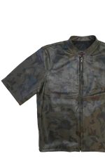3 4 Sleeve Leather Camouflage Perforated Jacket