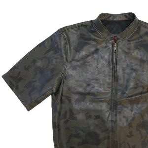 3 4 Sleeve Leather Camouflage Perforated Jacket