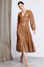 caramel leather dress
